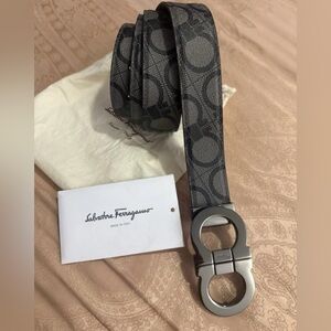 Salvatore Ferragamo Black and Gray Men's Belt